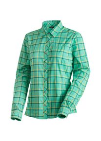 Funktionsbluse Maier Sports "Kendra L/S W", Damen, Gr. 34, smaragd, 97% Polyester, 3% Elasthan, Blusen Funktionsbluse, Damen Bluse, leichte Langarmbluse, Blusen-Shirt, Karobluse, Reg Fit