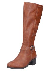 Stiefel Rieker, Damen, Gr. 39, Normalschaft, braun (cognac), Lederimitat, unifarben, Schuhe Stiefel, Langschaftstiefel, Rei&szlig;verschluss, in schmaler Form