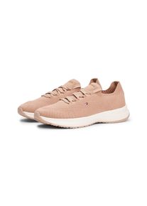 Slip-On Sneaker Tommy Hilfiger "TH KNIT RUNNER", Damen, Gr. 40, beige, Textil, unifarben, Schuhe Slip-On Sneaker, Freizeitschuh, Halbschuh, Schn&uuml;rschuh mit gestickter Logoflag