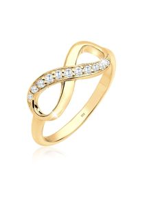 Silberring Elli "Ring Infinity Zirkonia Eye Catcher 925 Sterling Silber" Gr. 58, gold, Fingerringe, Damen, 58, Silber 925 (Sterlingsilber), Silberring