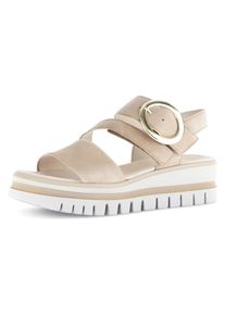 Keilsandalette Gabor, Damen, Gr. 36, beige, Ziegenveloursleder, unifarben, Schuhe Keilsandalette, Plateau, Riemchensandale mit Keilabsatz, Topseller