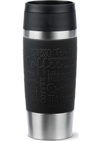 Thermobecher Emsa "Travel Mug Classic, mit 360-Trink&ouml;ffnung, auslaufsicher, rutschfest", schwarz, H:20,4cm &Oslash;:8,2cm, Edelstahl, Kunststoff, Silikon, Trinkgef&auml;&szlig;e, Thermobecher, 4h hei&szlig;, 8h kalt - 360 ml / 6h hei&szlig;, 12h kalt - 500 ml, 100% dicht