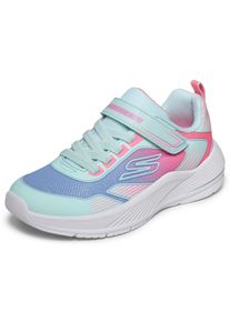 Sneaker Skechers "MICROSPEC ADVANCE", M&auml;dchen, Gr. 29, hellblau, multi, Lederimitat, Textil, Mesh, kontrastfarbene Details, Schuhe Sneaker, Freizeitschuh mit Klettverschluss, Gr&ouml;&szlig;enschablone zum Download