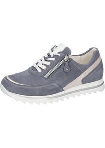 Waldl&auml;ufer Sneaker WALDL&Auml;UFER "HAIBA", Damen, Gr. 5 (38), Leder Textil, grau (jeansblau, beige), Nappaleder, Nubukleder, Veloursleder, unifarben mit Farbeinsatz, Schuhe Sneaker, Schn&uuml;rschuh, Halbschuh in Komfortweite H (= sehr weit)