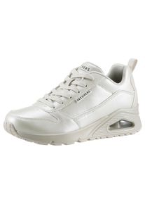 Sneaker Skechers "UNO-GALACTIC GAL", Damen, Gr. 38, wei&szlig; (sanftes wei&szlig;), Lederimitat, metallic, schimmernd, Schuhe Sneaker, Freizeitschuh, Keilsneaker, Schn&uuml;rschuh mit Skech Air Ausstattung