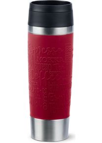 Thermobecher Emsa "Travel Mug Classic, mit 360-Trink&ouml;ffnung, auslaufsicher, rutschfest", rot (dunkelrot), H:24,2cm &Oslash;:8cm, Edelstahl, Kunststoff, Silikon, Trinkgef&auml;&szlig;e, Thermobecher, 4h hei&szlig;, 8h kalt - 360 ml / 6h hei&szlig;, 12h kalt - 500 ml, 100% dicht