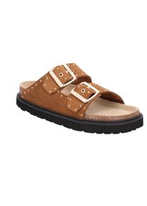 Pantolette Rohde "TROPEA", Damen, Gr. 43, hellbraun, Veloursleder, unifarben, Schuhe Pantolette, Sommerschuh, Hausschuh, Strandschuh mit verstellbaren Schnallen