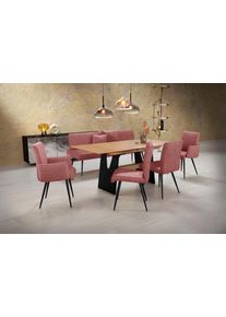 K+w Komfort & Wohnen Essgruppe K+W KOMFORT & WOHNEN "Giacomo I", rot (coral), H:87cm T:62cm, Sitzm&ouml;bel-Sets, Essgruppe, 2 St&uuml;hle und 2 Armlehnenst&uuml;hle, Polsterbankbreite 200cm oder 177cm