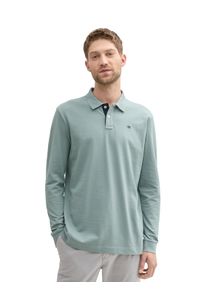 Langarm-Poloshirt Tom Tailor, Herren, Gr. XL, grau (grau mint), Jersey, Obermaterial: 100% Baumwolle, bestickt, unifarben, regular fit normal, Rundhals, B&uuml;ndchen, Shirts Langarm-Poloshirt, mit Logo-Stickerei