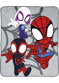 Kinderdecke MARVEL "MARVEL Spidey 130 x 150 cm", grau, B:130cm L:150cm, Polyester, Wohndecken, Kinderdecke, mit Miles Morales & Ghost ESider Gwen