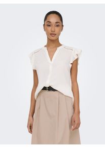 Kurzarmbluse Only "ONLROSELLA LIFE CAPSLEEVE SHIRT WVN NOOS", Damen, Gr. L, wei&szlig; (cloud dancer), Web, Obermaterial: 100% Viskose, unifarben, regular fit normal, V-Ausschnitt, Blusen Kurzarmbluse, Viskose, regular fit