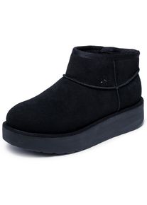 Winterboots Skechers "KEEP COZY", Damen, Gr. 40, schwarz, uni, Veloursleder, Schuhe Winterboots, Snowboots, Schlupfstiefel mit Plateausohle