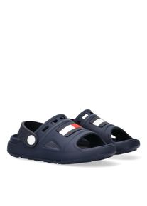 Badesandale Tommy Hilfiger, M&auml;dchen, Gr. 31, blau, Gummi, Synthetik, Schuhe Badesandale, Badeschuh, Clog mit schwenkarem Riemchen