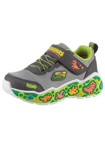 Lauflernschuh Skechers "PLAY SCENE", Jungen, Gr. 24, grau (grau, limette), Lederimitat, Textil, Schuhe Lauflernschuh, Sneaker, Babyschuh mit Klettverschluss, Gr&ouml;&szlig;enschablone zum Download