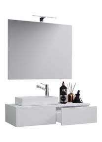 Waschtisch Vcm "3-tlg G&auml;ste WC Waschplatz Waschtisch Gudas Spiegel", wei&szlig;, B:85cm T:35cm, Schr&auml;nke, Waschtisch