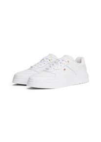 Plateausneaker Tommy Hilfiger "TH SPORTY CUPSOLE LEATHER", Damen, Gr. 42, wei&szlig;, Leder, unifarben, Schuhe Plateausneaker, Freizeitschuh, Halbschuh, Schn&uuml;rschuh mit seitlichem Logo