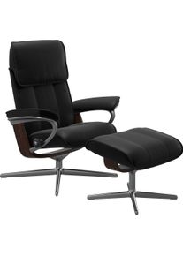 Relaxsessel stressless "Admiral", schwarz (schwarz batick), B:84cm H:100cm T:73cm, Leder BATICK: BATICK ist ein leicht korrigiertes, durchgef&auml;rbtes und genarbtes M&ouml;belleder, bei dem die meisten Unebenheiten und Spuren in der Regel entfernt wurden., Sessel, Relaxsessel, mit Cross Base, Gr&ouml;&szlig;e M & L, Holzakzent Braun