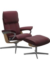 Relaxsessel stressless "Admiral", rot (bordeaux batick), B:93cm H:103cm T:79cm, Leder BATICK: BATICK ist ein leicht korrigiertes, durchgef&auml;rbtes und genarbtes M&ouml;belleder, bei dem die meisten Unebenheiten und Spuren in der Regel entfernt wurden., Sessel, Relaxsessel, mit Cross Base, Gr&ouml;&szlig;e M & L, Holzakzent Eiche