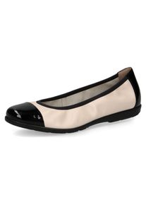 Ballerina Caprice, Damen, Gr. 40, schwarz (creme, schwarz), Lackleder, Nappaleder, Schuhe Ballerina, Loafer, Slipper, Festtags Schuh mit Lack-Details