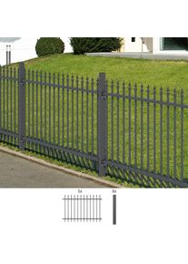 Metallzaun Alberts "Chaussee", grau, H:120cm, Aluminium, Zaunelemente, Metallzaun, H&ouml;he: 100 und 120 cm, Gesamtl&auml;nge: 10 m, zum Einbetonieren