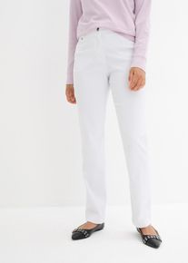 Stretch-Hose bonprix "Bengalin-Stretch-Hose mit Bequembund, Straight", Damen, Gr. 40, N-Gr, wei&szlig;, Obermaterial: 71% Polyester, 25% Viskose, 4% Elasthan, regular fit, Hosen Stretch-Hose, aus Polyester, Viskose und Elasthan, mit Bequembund, Regular Fit