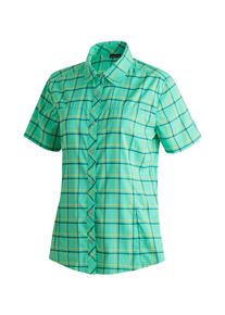 Funktionsbluse Maier Sports "Kendra S/S W", Gr. 48, smaragd, 97% Polyester, 3% Elasthan, Blusen Funktionsbluse, Damen Bluse, leichte Kurzarmbluse, Blusen-Shirt, Karobluse, Reg Fit