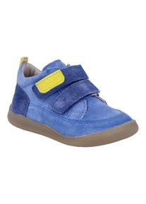 Barfu&szlig;schuh Richter "Samy", M&auml;dchen, Gr. 21, blau kombiniert, Glattleder, Veloursleder, kontrastfarbene Details, Schuhe Barfu&szlig;schuh, Kinderschuh im Konstrastlook, Gr&ouml;&szlig;enschablone zum Download