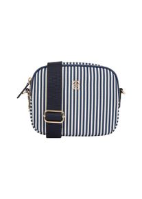 Kameratasche Tommy Hilfiger "POPPY SUMMER CAMERA BAG", Damen, Gr. B/H/T: 21cm x 17cm x 5cm, blau (blau, wei&szlig; gestreift), Lederimitat, Textil, Taschen Kameratasche, Damen Umh&auml;ngetasche, Schultertasche, Minibag mit Streifen