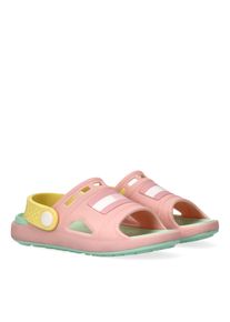 Badesandale Tommy Hilfiger, M&auml;dchen, Gr. 26, Gummi Synthetik, rosa (pink, gelb), Gummi, Synthetik, Schuhe Badesandale, Badeschuh, Clog mit schwenkbarem Riemchen