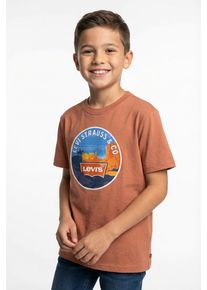 T-Shirt LEVI'S KIDS "LVB DESERT TRAIL TEE", Jungen, Gr. 10 (140), braun (mango), Jersey, Obermaterial: 60% Baumwolle, 40% Polyester, meliert, normal, Rundhals, Shirts T-Shirt, mit W&uuml;stenprint, for Boys