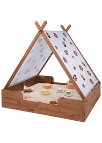 Sandkasten Muddy Buddy "Safari Seeker", braun, Sandk&auml;sten, Kinder, B/H/L: 120cm x 140cm x 140cm, Massivholz, Sandkasten, mit Zelt, kakaobraun, B:120cm H:140cm L:140cm