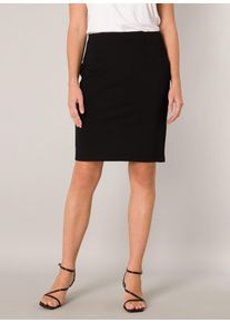 Bleistiftrock Base Level "Jane", Damen, Gr. 46, schwarz, Web, Obermaterial: 65% Viskose, 30% Polyamid, 5% Elasthan, unifarben, knieumspielend, R&ouml;cke Bleistiftrock, Formgebende N&auml;hte sorgen f&uuml;r den typischen Sitz