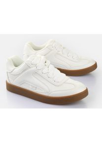 Sneaker Buffalo "LIBERTY ONE", Damen, Gr. 36, wei&szlig;, Lederimitat, Schuhe Sneaker, Schn&uuml;rschuh, Retro-Sneaker, Freizeitschuh mit weichem Schaftrand