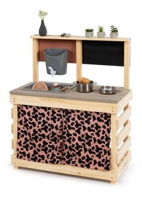 Outdoor-Spielk&uuml;che Muddy Buddy "Big Leo", rosa (natur, puderrosa), Spielk&uuml;chen, KinderB:40cm H:90cm T:80cm, Holz, Polyester, Outdoor-Spielk&uuml;che, natur - puderrosa, B:40cm H:90cm T:80cm