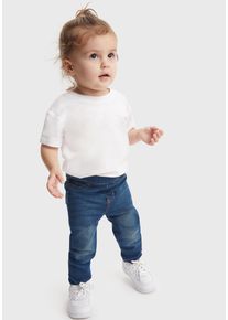 Schlupfjeans LEVI'S KIDS "PULL-ON JEGGING", M&auml;dchen, Gr. 12/80 (12M), N-Gr, blau (mid blau used), Denim/Jeans, Obermaterial: 76% Baumwolle, 23% Polyester, 1% Elasthan, unifarben, Basic schmal, Jeans Schlupfjeans, for BABYGIRLS