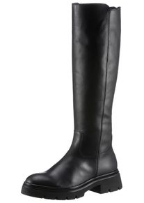 Stiefel Gabor, Damen, Gr. 38,5, Varioschaft, schwarz, Kalbsleder, Textil, unifarben, Schuhe Stiefel, Blockabsatz, Langschaftstiefel in cleaner Optik