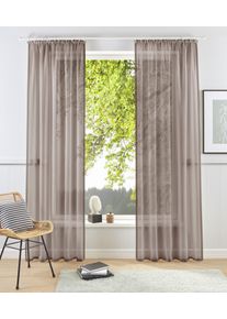 Gardine OTTO HOME "XANA" Gr. 1, braun (taupe), B:145cm H:145cm, Voile, Polyester, Gardinen, Gardine, Bestseller, einfarbig, 1 bzw. 2 Schals, pflegeleicht, Beststeller