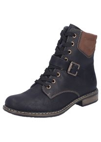 Schn&uuml;rstiefelette Rieker, Damen, Gr. 38, schwarz, cognac, Lederimitat, unifarben mit Farbeinsatz, Schuhe Schn&uuml;rstiefelette, Schn&uuml;rboots, Stiefelette, Blockabsatz, mit gepolstertem Schaftrand