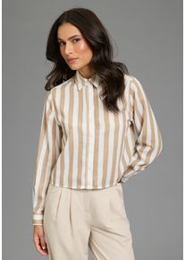Hemdbluse Laura Scott, Damen, Gr. 36, beige (braun gestreift), Web, Obermaterial: 100% Polyester, gestreift, Blusen Hemdbluse, feminin f&uuml;r verschiedene Anl&auml;sse, aus Webmaterial, aus Polyester