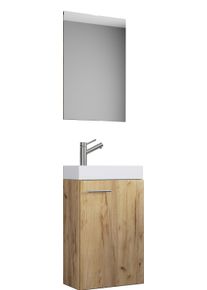 Waschtisch Vcm "3-tlg G&auml;ste WC Waschplatz Waschtisch Slito Spiegel", braun (honig, eiche), B:41cm T:22cm, Schr&auml;nke, Waschtisch