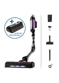 Rowenta Akku-Hand-und Stielstaubsauger "X-Force Flex 9.60 Allergy, kabellos, bis zu 100 Air Watt, ultraleicht", schwarz (schwarz, lila), B:23,4cm H:112cm T:24,8cm, Akkusauger, hohes Fassungsverm&ouml;gen, Flex-Gelenk, lange Betriebsdauer, RH203A, Akku-Hand-und Stielstaubsauger