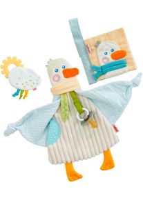 Greifspielzeug Haba "Baby-Spiel-Set Gans, 3-in-1", bunt, Greifspielzeug, Baby, Kunststoff, Polyester, Greifspielzeug