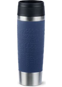 Thermobecher Emsa "Travel Mug Classic, mit 360-Trink&ouml;ffnung, auslaufsicher, rutschfest", blau (dunkelblau), H:24,2cm &Oslash;:8cm, Edelstahl, Kunststoff, Silikon, Trinkgef&auml;&szlig;e, Thermobecher, 4h hei&szlig;, 8h kalt - 360 ml / 6h hei&szlig;, 12h kalt - 500 ml, 100% dicht