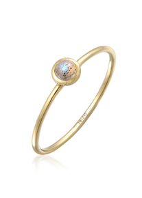 Silberring Elli Premium "Ring Solit&auml;r Labradorit Edelstein 375 Gelbgold" Gr. 56, gold, Fingerringe, Damen, 56, Gelbgold 375, Silberring
