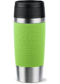 Thermobecher Emsa "Travel Mug Classic, mit 360-Trink&ouml;ffnung, auslaufsicher, rutschfest", gr&uuml;n (limette), H:20,4cm &Oslash;:8,2cm, Edelstahl, Kunststoff, Silikon, Trinkgef&auml;&szlig;e, Thermobecher, 4h hei&szlig;, 8h kalt - 360 ml / 6h hei&szlig;, 12h kalt - 500 ml, 100% dicht