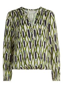 Klassische Bluse Cartoon "Casual-Bluse mit Muster", Damen, Gr. 46, bunt (gr&uuml;n, blau), Obermaterial: 100% Viskose CV., Blusen Klassische Bluse