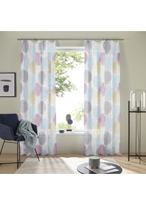 Gardine OTTO HOME "Belem" Gr. 1, blau, B:140cm H:145cm, Voile, Polyester, Gardinen, Gardine, 1 bzw. 2 Schals, Vorhang, Fertiggardine, Kreise, Topseller