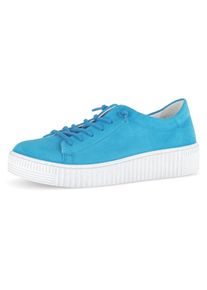 Slip-On Sneaker Gabor, Damen, Gr. 42, blau (t&uuml;rkis), Ziegenveloursleder, unifarben, Schuhe Slip-On Sneaker, Freizeitschuh, Halbschuh, Slipper mit Ziern&auml;hten