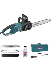 Elektro-Kettens&auml;ge Makita "&raquo;UC4051AK&laquo; 2.000 W, 14,5 m/s, 40 cm, ohne Akku und Ladeger&auml;t", blau (t&uuml;rkis), B:20cm H:22cm T:50,5cm, Kettens&auml;gen, Elektro-Kettens&auml;ge, leistungsf&auml;hig,werkzeuglose Kettenspannung +Ketten-und Schienenwechsel