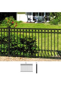 Metallzaun Alberts "Circle", schwarz, H:120cm, Aluminium, Zaunelemente, Metallzaun, H&ouml;he: 100 und 120 cm, Gesamtl&auml;nge: 10 m, zum Einbetonieren